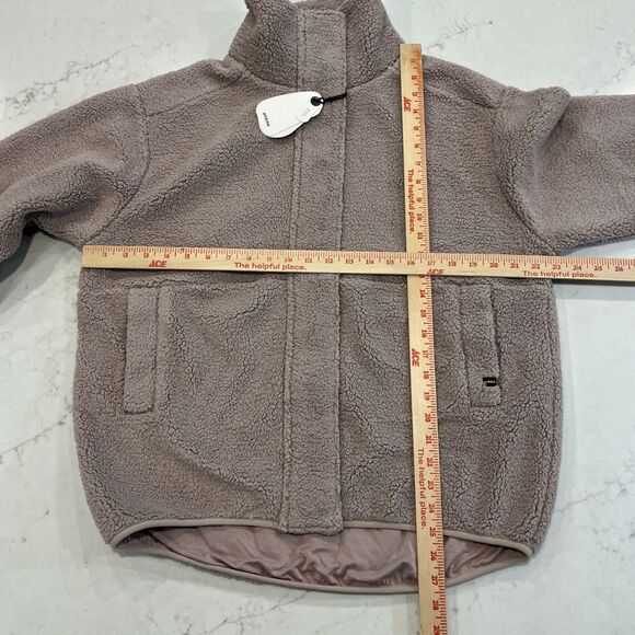 Prana NEW Flurry Jacket Womens XS Oversized Pink Sherpa Fleece Full Zip Snap - Picture 11 of 15